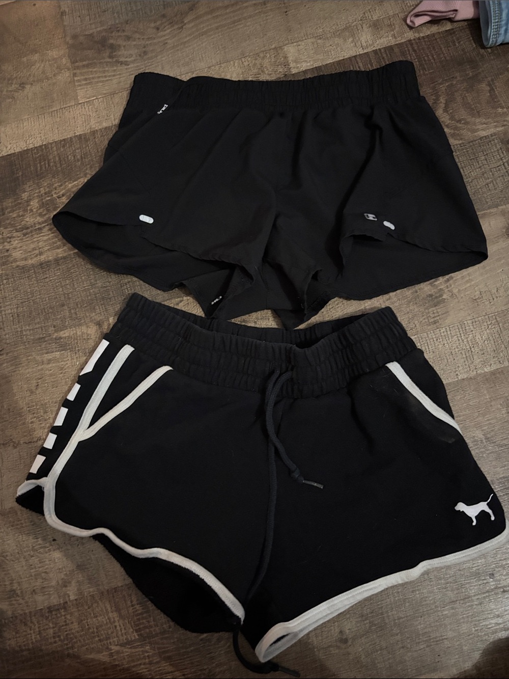 PINK Victoria's Secret Black Athletic Shorts Duo with Contrast Trim